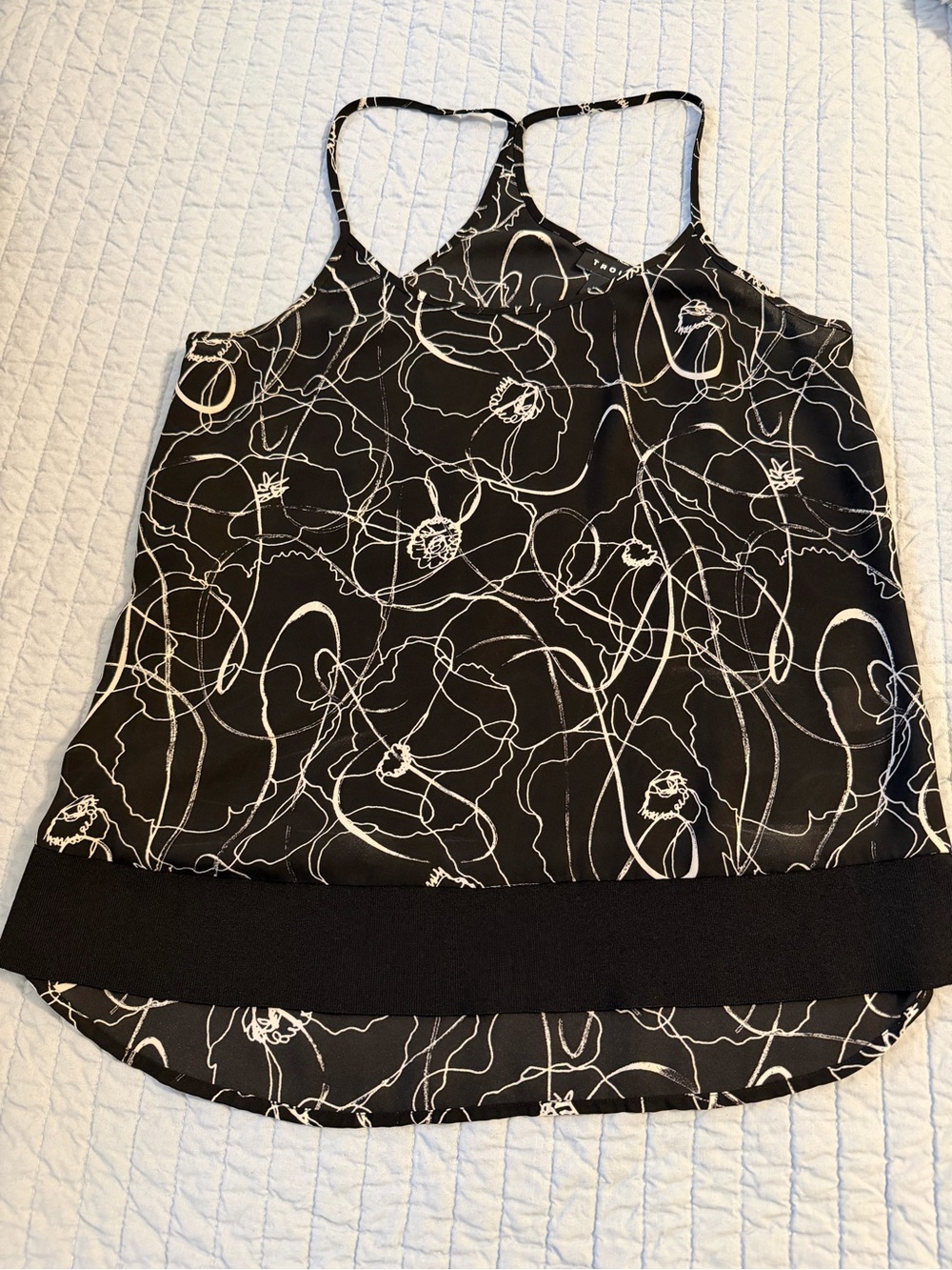 Trouvé Black & White Abstract Print Racerback Tank Top Size Small